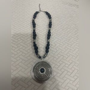 Elegant Black and Silver-tone Pendant Necklace
